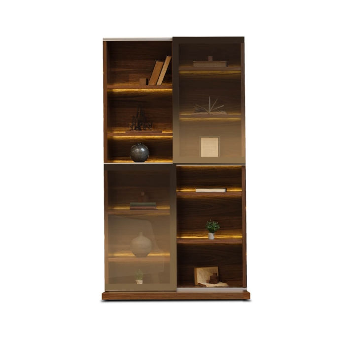 Стеллаж прямой LIBRUM BOOKCASE Natural walnut Natural walnut veneer  220X50X205 СМ. (FUG00026)