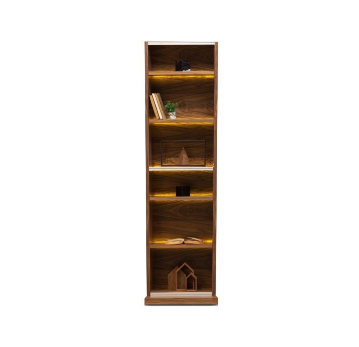 Стеллаж прямой LIBRUM BOOKCASE Natural walnut Natural walnut veneer  220X50X205 СМ. (FUG00026)