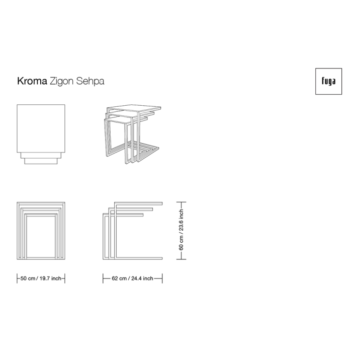 Стол приставной KROMA NESTING 3-SEAT COFFEE TABLE Glossy metal BRONZE MIRROR Natural walnut veneer 1