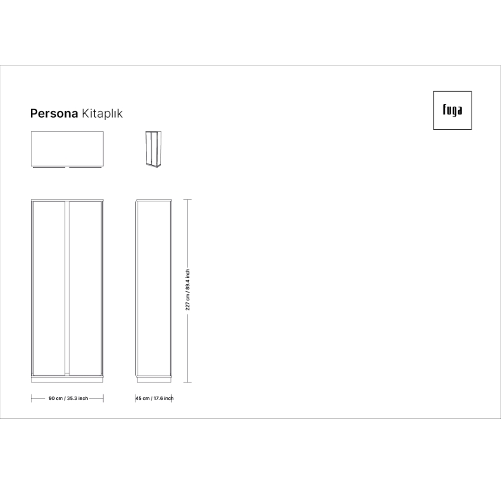 Шкаф напольный PERSONA Bookcase 3 Section 6 Door / / 265X45X227 СМ. (FUG00034)