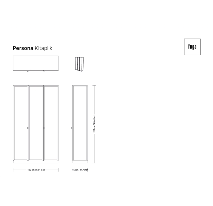 Шкаф напольный PERSONA Bookcase 3 Section 6 Door / / 265X45X227 СМ. (FUG00034)