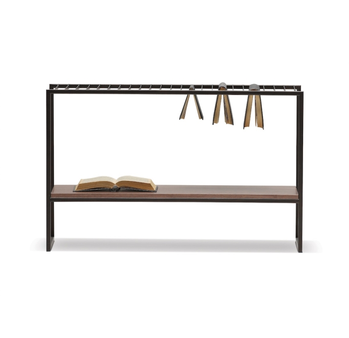 Шкаф напольный HERA BOOKCASE COPPER ELECTROSTATIC Natural walnut veneer 90X32X55 СМ. (FUG00037)