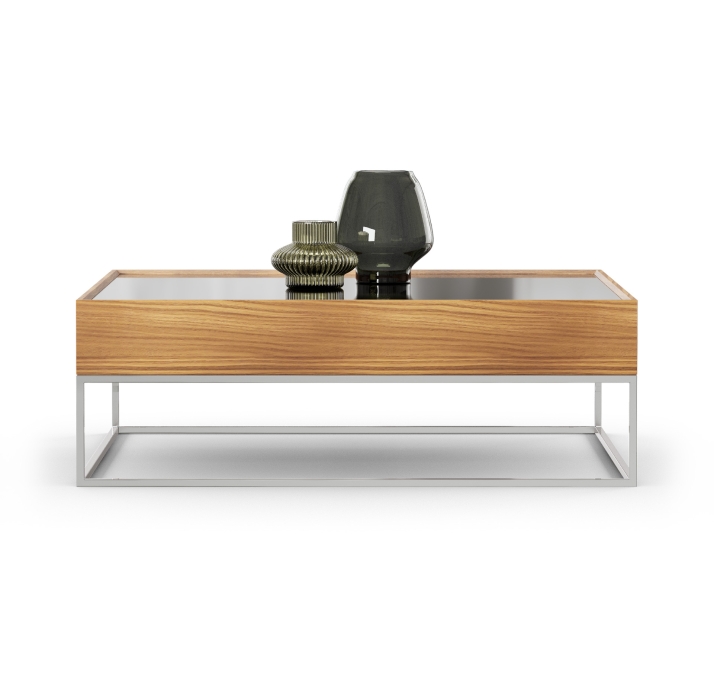 Стол журнальный NEWS COFFEE TABLE COPPER ELECTROSTATIC MIRROR BRONZE Natural walnut veneer 110X110X3