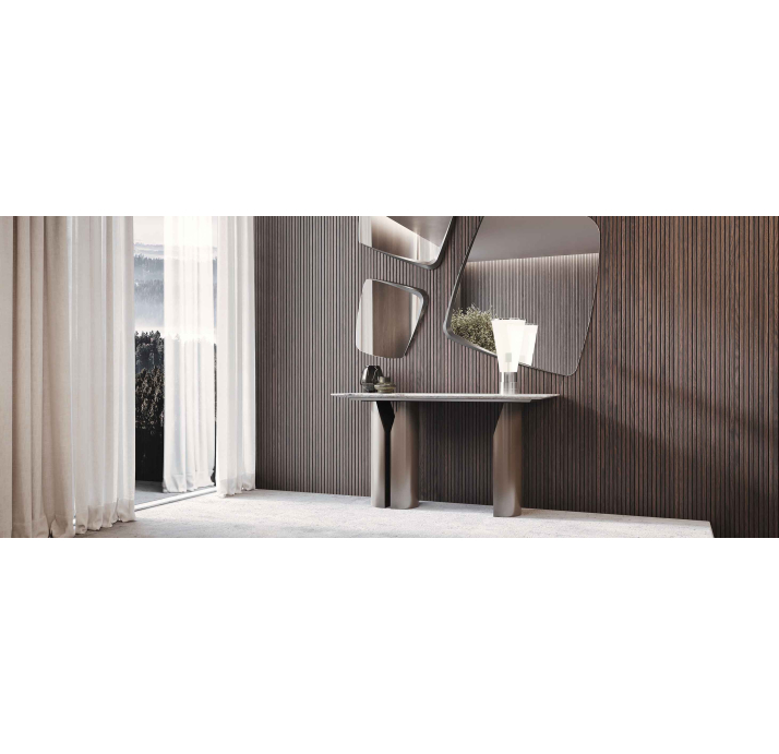 Консоль напольная FREYA PORCELAIN CONSOLE TABLE Anthracite walnut veneer Vitali Porcelain / 138X45X7