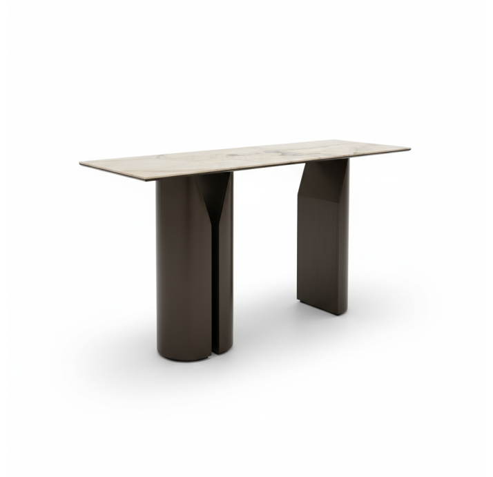 Консоль напольная FREYA PORCELAIN CONSOLE TABLE Anthracite walnut veneer Vitali Porcelain / 138X45X7