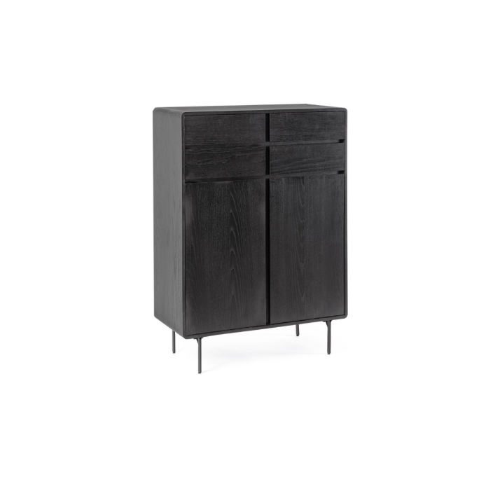 Комод VOLTURNO HIGH CABINET ASH BLACK ASH BLACK ASH BLACK 90X40X130,5 СМ. (NRM05419)