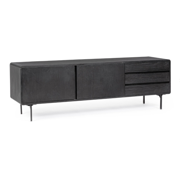 Тумба под ТВ VOLTURNO CABINET ASH BLACK ASH BLACK ASH BLACK 160X40X50 СМ. (NRM05423)