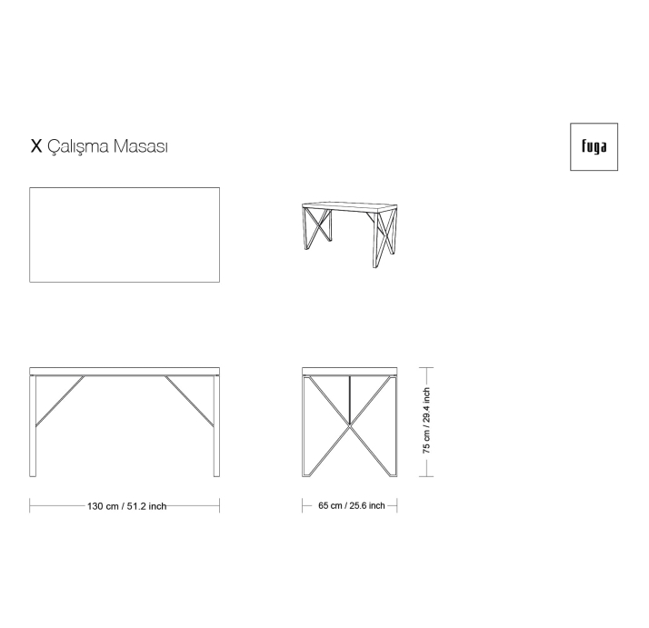 Стол письменный X DESK / /  138X65X75 СМ. (FUG00073)