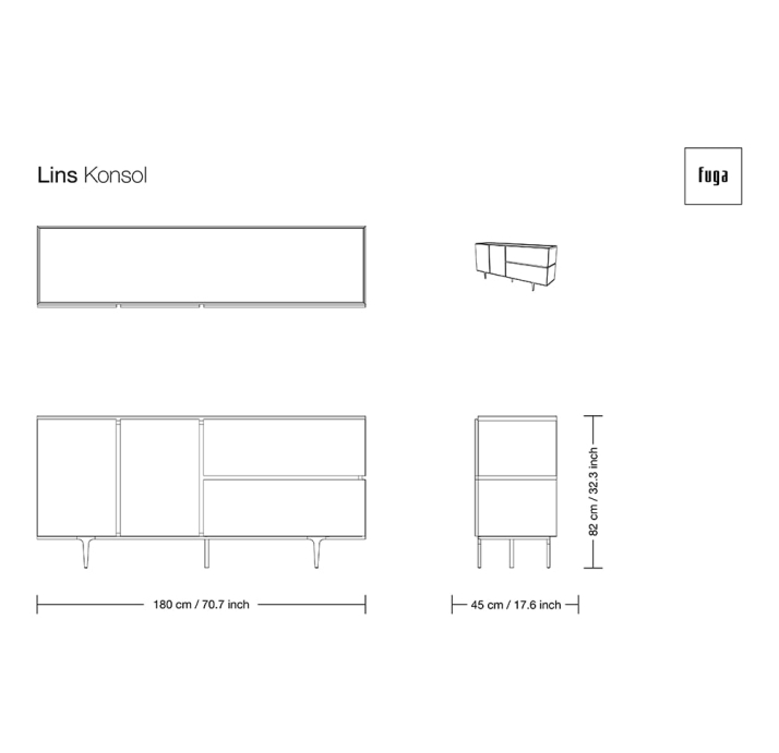 Комод LINS SIDEBOARD / / / 220X45X82 СМ. (FUG00085)