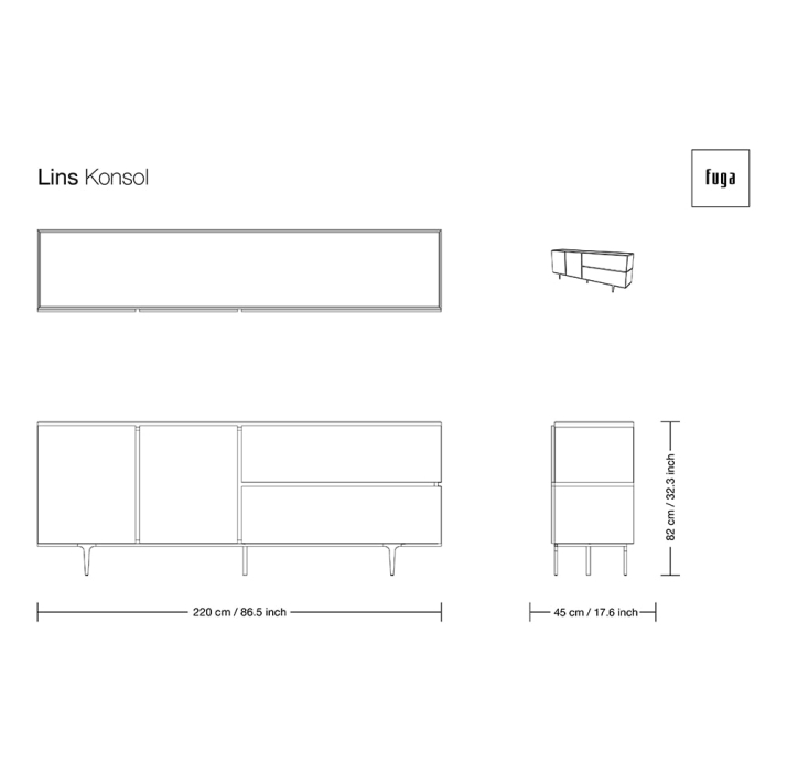 Комод LINS SIDEBOARD / / / 220X45X82 СМ. (FUG00085)