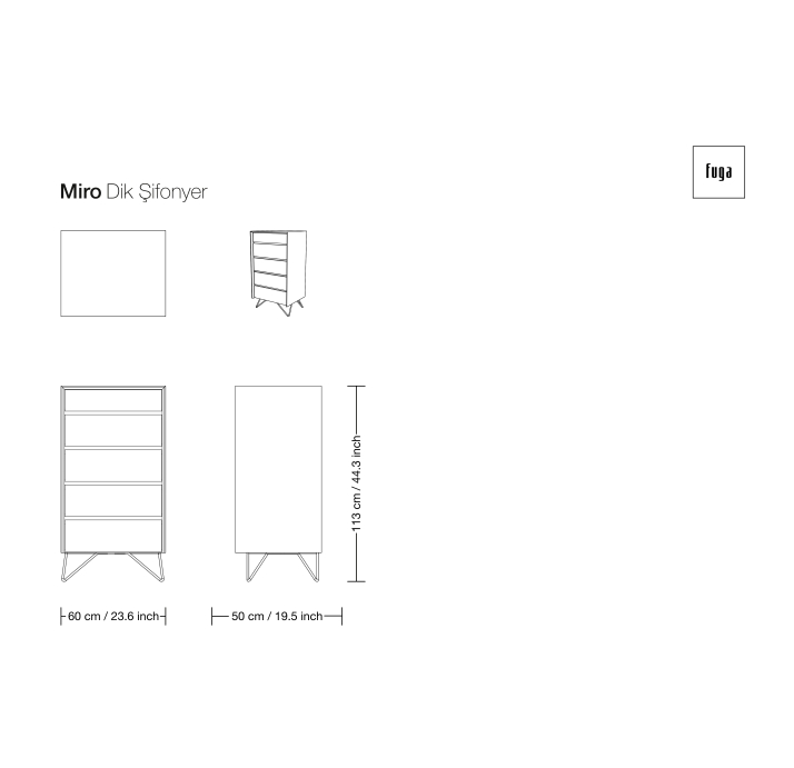 Комод MIRO DRESSER TALL / / / 60X50X113 СМ. (FUG00104)