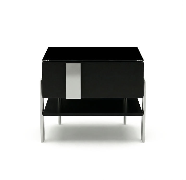 Тумба прикроватная INKA NIGHTSTAND LEFT MODULE Anthracite walnut veneer MIRROR PLAIN GLOSSY 63X45X44