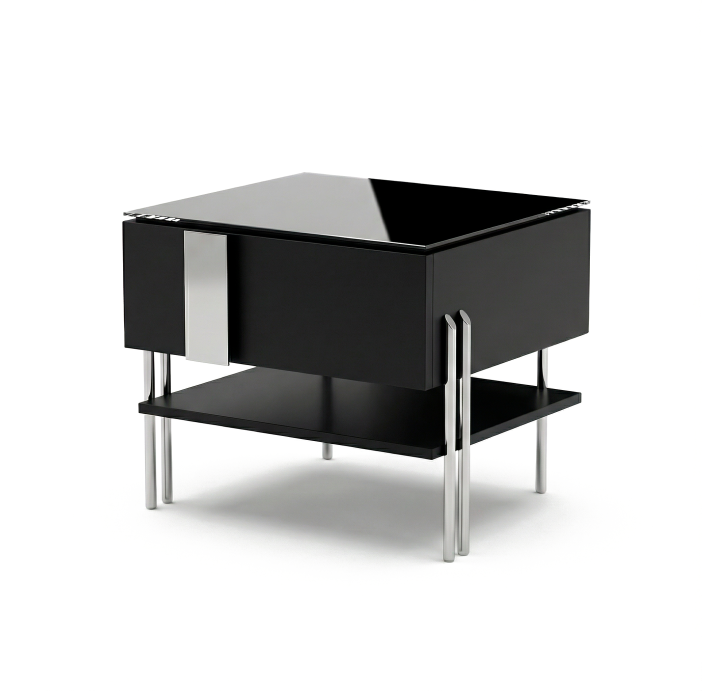 Тумба прикроватная INKA NIGHTSTAND LEFT MODULE Anthracite walnut veneer MIRROR PLAIN GLOSSY 63X45X44