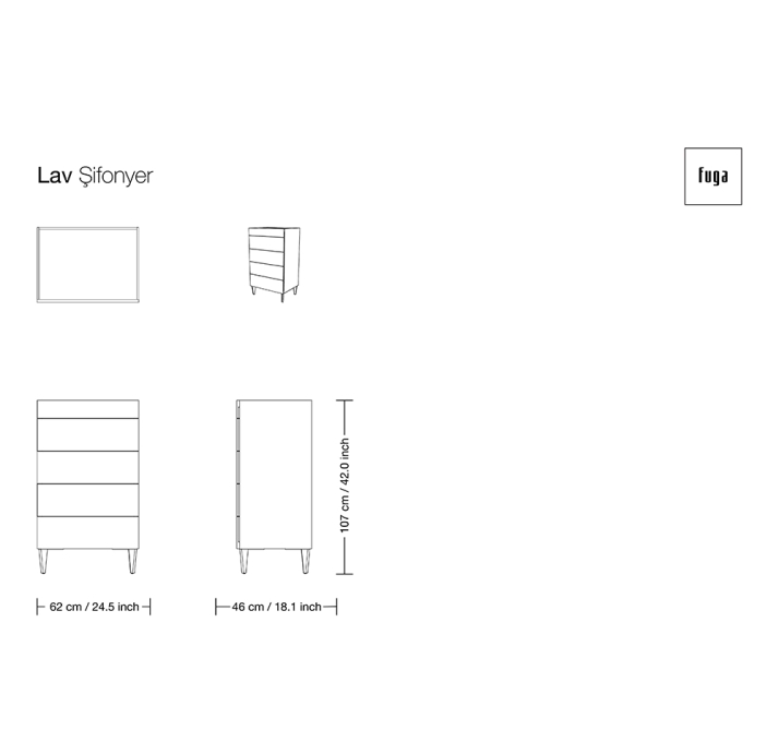 Комод LAV DRESSER TALL / / / 62X46X107 СМ. (FUG00115)