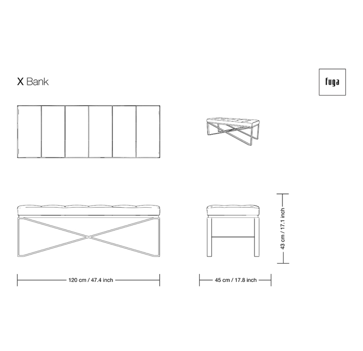 Банкетка X X 120X45X43 СМ. (FUG00128)