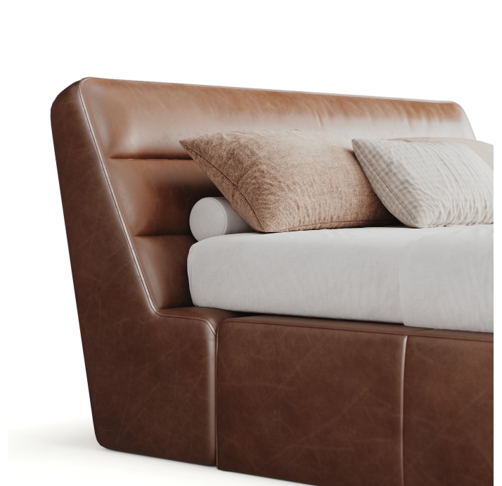 Двуспальная кровать PALERMO BED SUPPREME CAMEL LEATHER (Cat. F) 200X160 