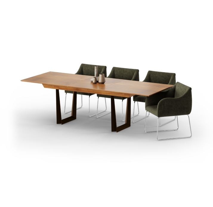 Стол обеденный ESPA DINING TABLE Glossy metal Natural walnut veneer  265X100X77 СМ. (FUG00170)