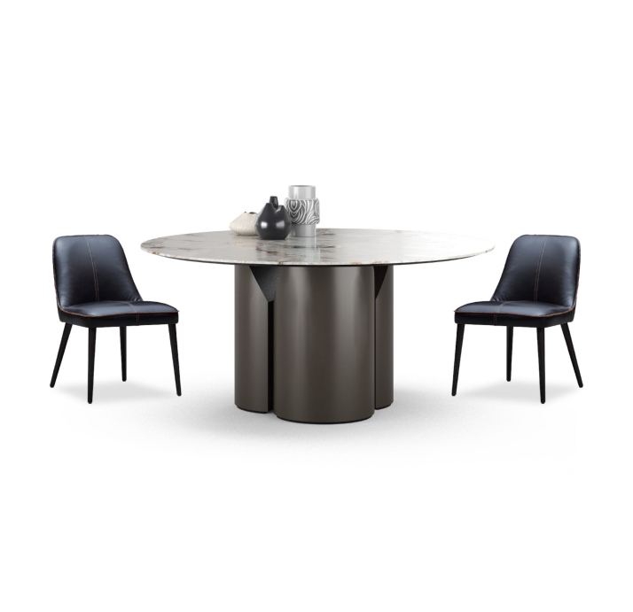 Стол обеденный FREYA ROUND DINING TABLE Matte Ral 080 30 05 MARBLE AURA  160X160X75 СМ. (FUG00172)