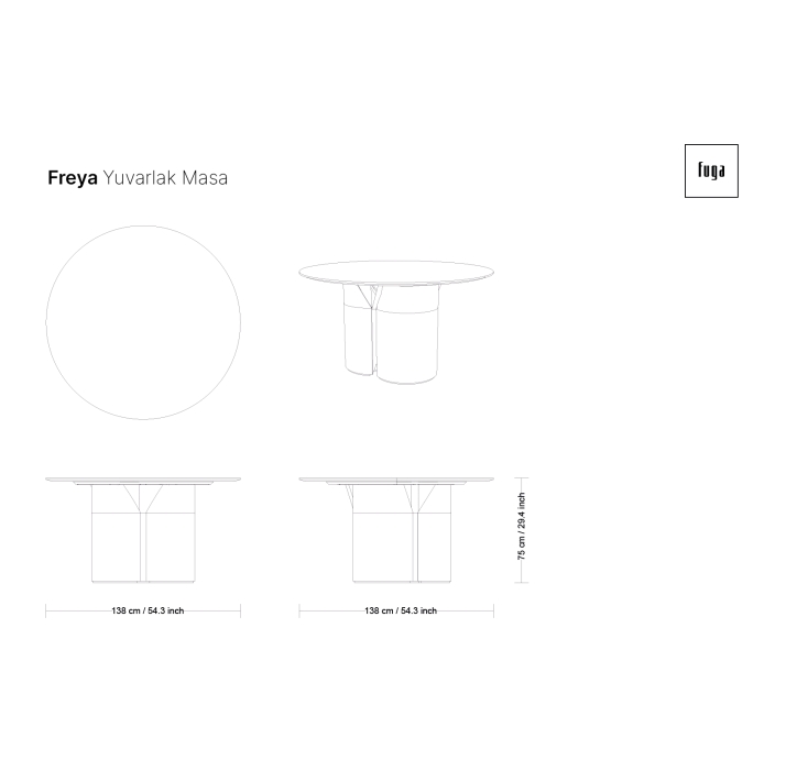 Стол обеденный FREYA ROUND DINING TABLE Matte Ral 080 30 05 MARBLE AURA  160X160X75 СМ. (FUG00172)