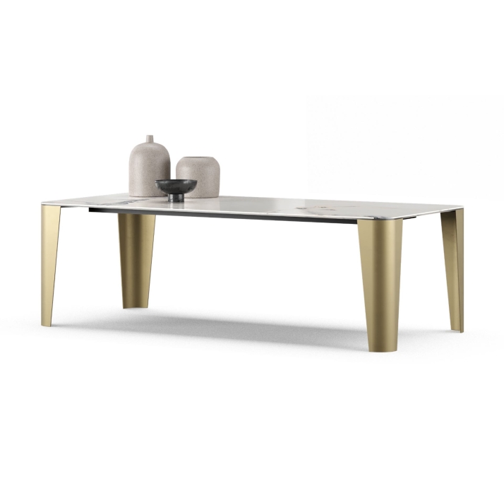 Стол обеденный BREDA DINING TABLE BRASS STATIC VITALI PORCELAIN  200X100X76 СМ. (FUG00173)