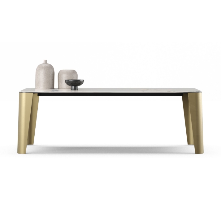 Стол обеденный BREDA DINING TABLE BRASS STATIC VITALI PORCELAIN  200X100X76 СМ. (FUG00173)