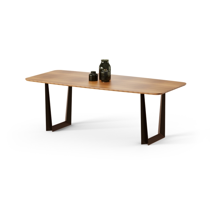 Стол обеденный VASILI DINING TABLE COPPER ELECTROSTATIC Natural walnut veneer  220X100X76 СМ. (FUG00