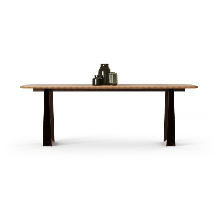 Стол обеденный VASILI DINING TABLE COPPER ELECTROSTATIC Natural walnut veneer  220X100X76 СМ. (FUG00