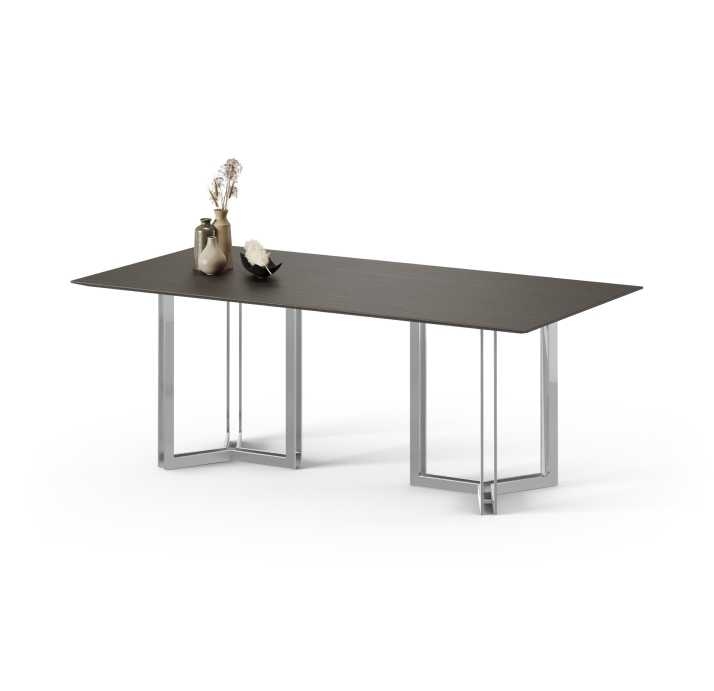 Стол обеденный MERLIN DINING TABLE Glossy metal MARBLE AURA  200X100X78 СМ. (FUG00174)