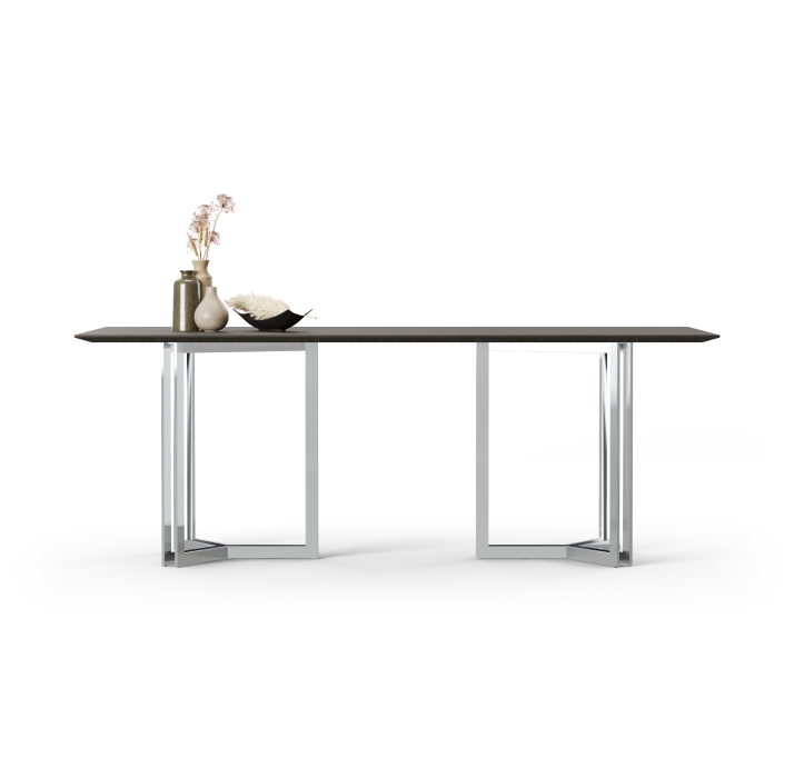 Стол обеденный MERLIN DINING TABLE Glossy metal MARBLE AURA  200X100X78 СМ. (FUG00174)