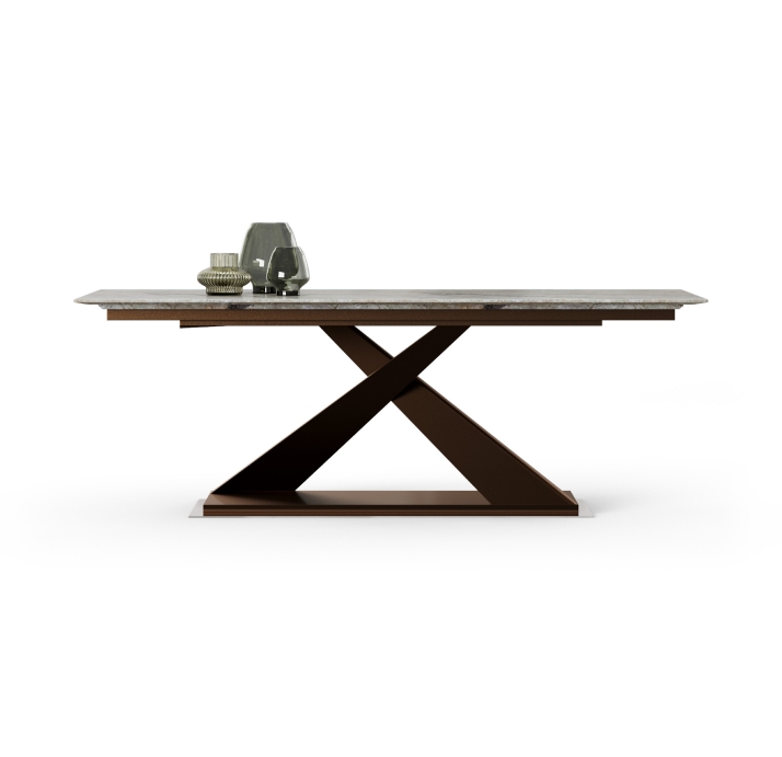 Стол обеденный MIRO DINING TABLE COPPER ELECTROSTATIC Natural walnut veneer  240X100X76 СМ. (FUG0018