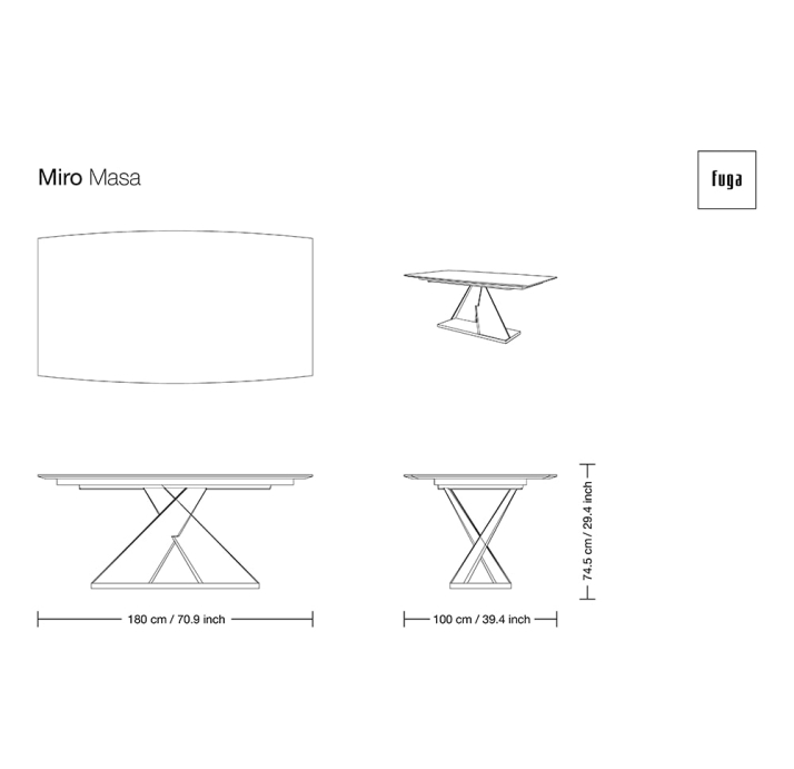 Стол обеденный MIRO DINING TABLE COPPER ELECTROSTATIC Natural walnut veneer  240X100X76 СМ. (FUG0018