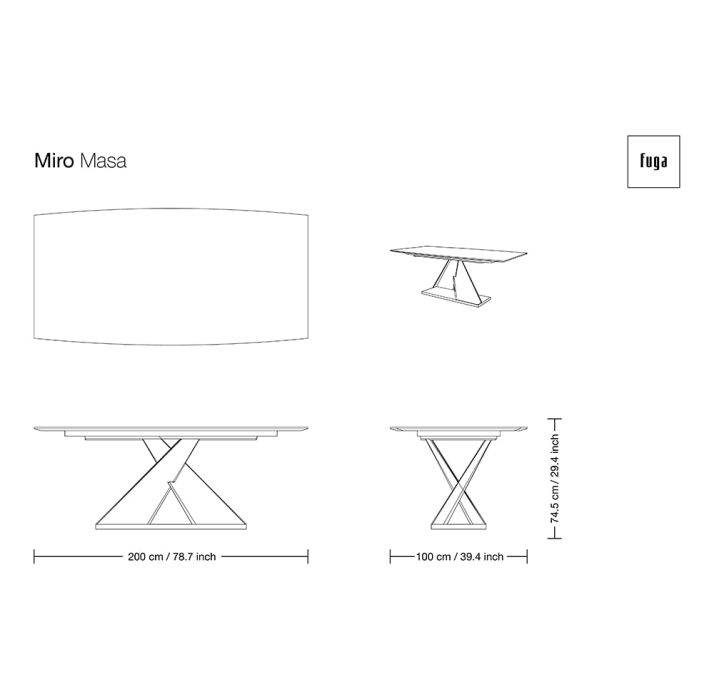 Стол обеденный MIRO DINING TABLE COPPER ELECTROSTATIC Natural walnut veneer  240X100X76 СМ. (FUG0018