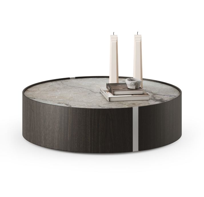 Стол журнальный NOX SIDE TABLE Anthracite Walnut Veneer MARBLE AURA  100X100X28 СМ. (FUG00189)