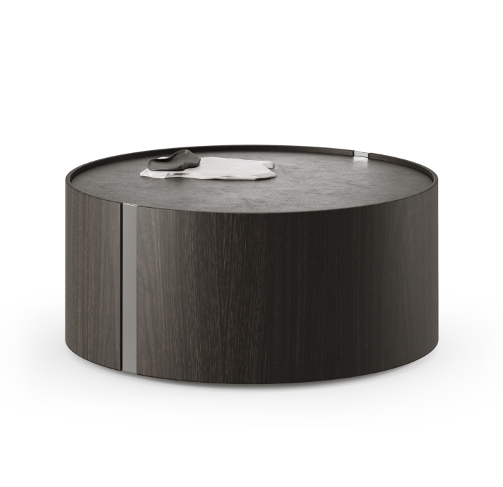 Стол журнальный NOX SIDE TABLE Anthracite Walnut Veneer MARBLE AURA  100X100X28 СМ. (FUG00189)