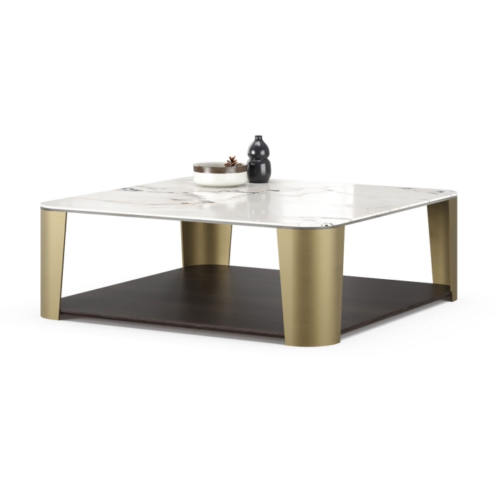 Стол журнальный BREDA COFFEE TABLE Anthracite Walnut Veneer VITALI PORCELAIN  103X103X35 СМ. (FUG001