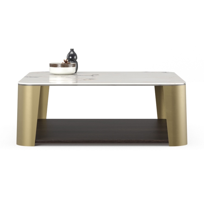 Стол журнальный BREDA COFFEE TABLE Anthracite Walnut Veneer VITALI PORCELAIN  103X103X35 СМ. (FUG001