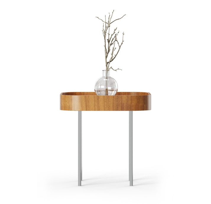 Стол журнальный DIEZ SIDE TABLE Glossy metal Natural walnut veneer  60X60X60 СМ. (FUG00190)