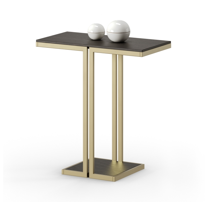 Стол журнальный ARTUS C NESTING TABLE Glossy metal Natural walnut veneer  52X26X55 СМ. (FUG00194)