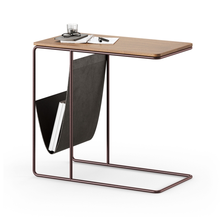 Стол журнальный VETA C NESTING TABLE COPPER ELECTROSTATIC Natural walnut veneer  61X32X56 СМ. (FUG00