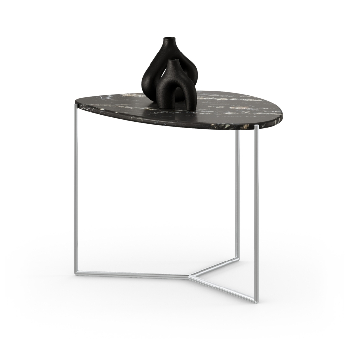 Стол журнальный MEST SIDE TABLE Glossy metal MARBLE AURA  73X55X55 СМ. (FUG00200)