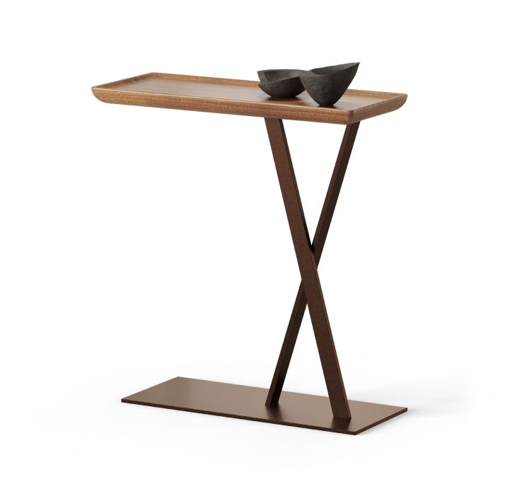 Стол журнальный CARYA C NESTING TABLE BRASS STATIC Natural walnut veneer  52X21X54 СМ. (FUG00204)