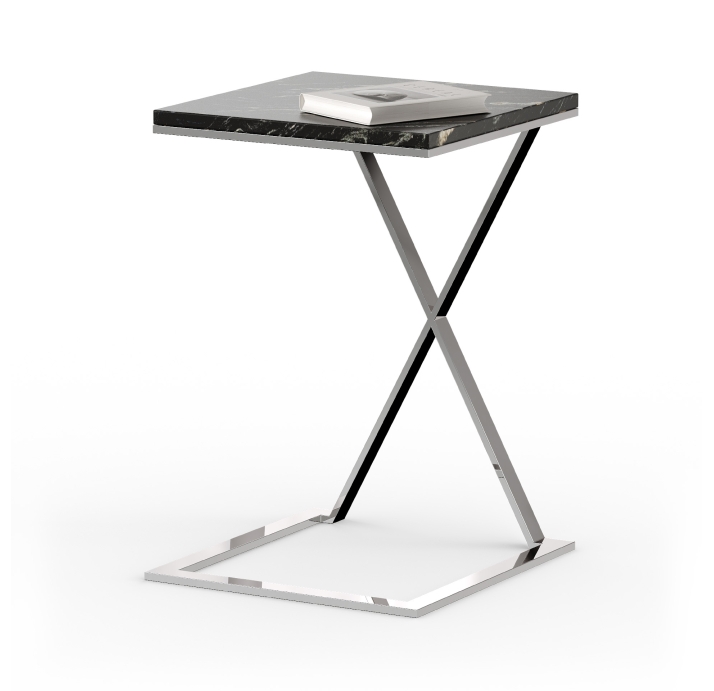 Стол журнальный X C NESTING TABLE Glossy metal MARBLE RIVERA  38X40X57 СМ. (FUG00209)