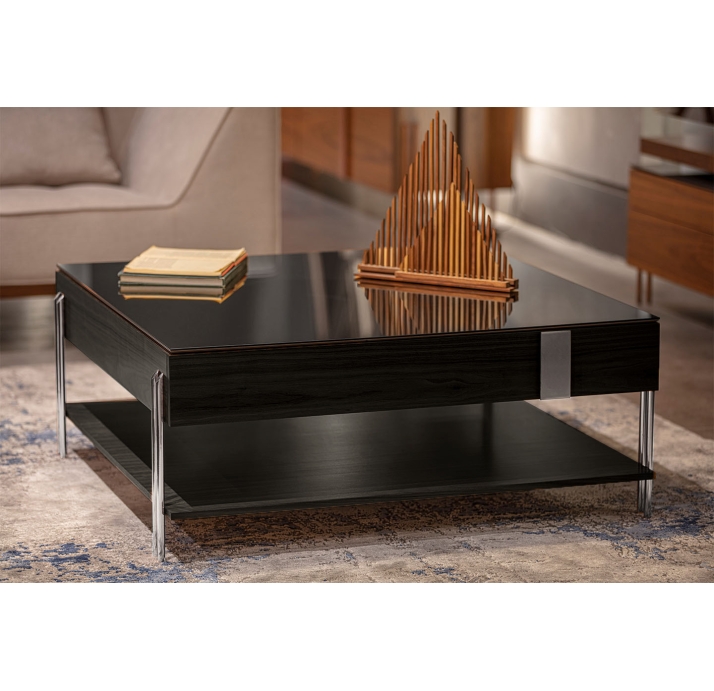 Стол журнальный INKA COFFEE TABLE Anthracite Walnut Veneer Mirror plain  106X103X44 СМ. (FUG00216)