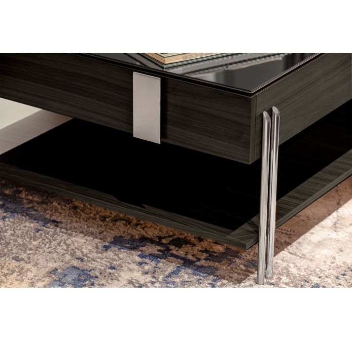 Стол журнальный INKA COFFEE TABLE Anthracite Walnut Veneer Mirror plain  106X103X44 СМ. (FUG00216)