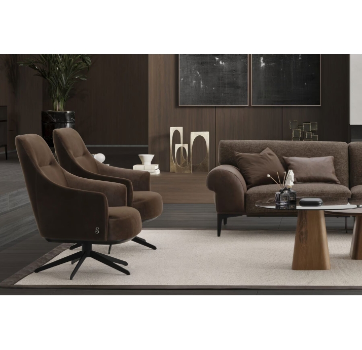 Кресло DIVA 80/Naturel leather BROWN/встроенные/