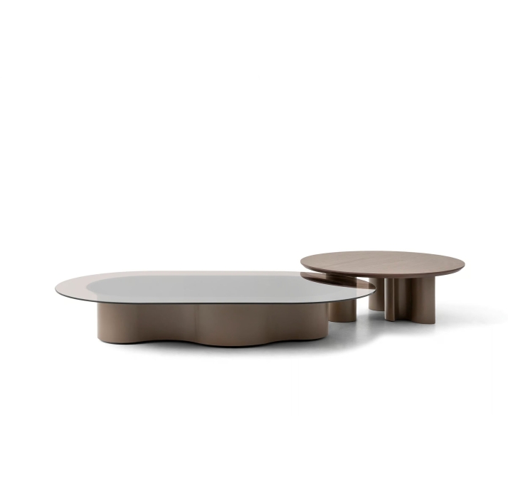 Стол журнальный PERA COFFEE TABLE ANTIQUE BRONZE AMERICAN WALNUT  90X90X30 СМ. (NRM05761)