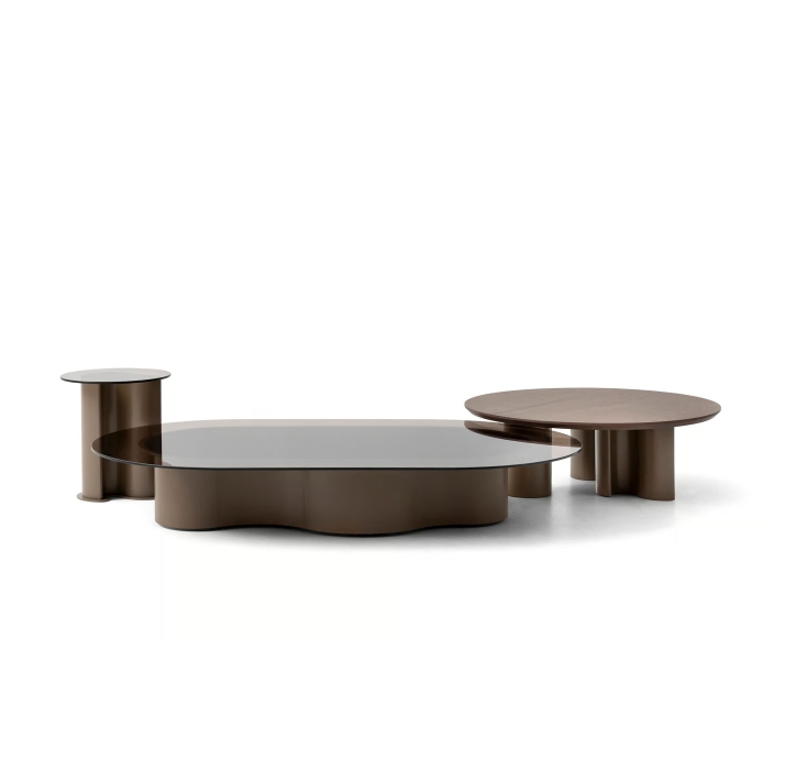 Стол журнальный PERA COFFEE TABLE ANTIQUE BRONZE AMERICAN WALNUT  90X90X30 СМ. (NRM05761)