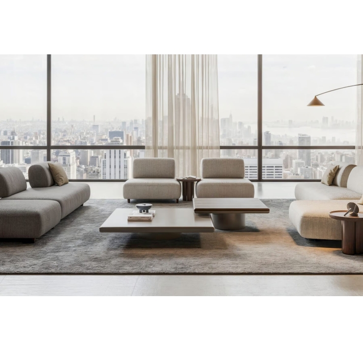 Стол журнальный SOUL COFFEE TABLE BEIGE AMERICAN WALNUT  104X104X35 СМ. (NRM05768)