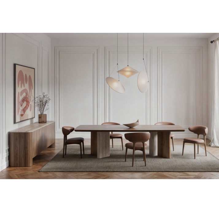 Стол обеденный AGATE DINING TABLE BROWN STONE MARBLE AMERICAN WALNUT  240X103X75 СМ. (NRM05800)