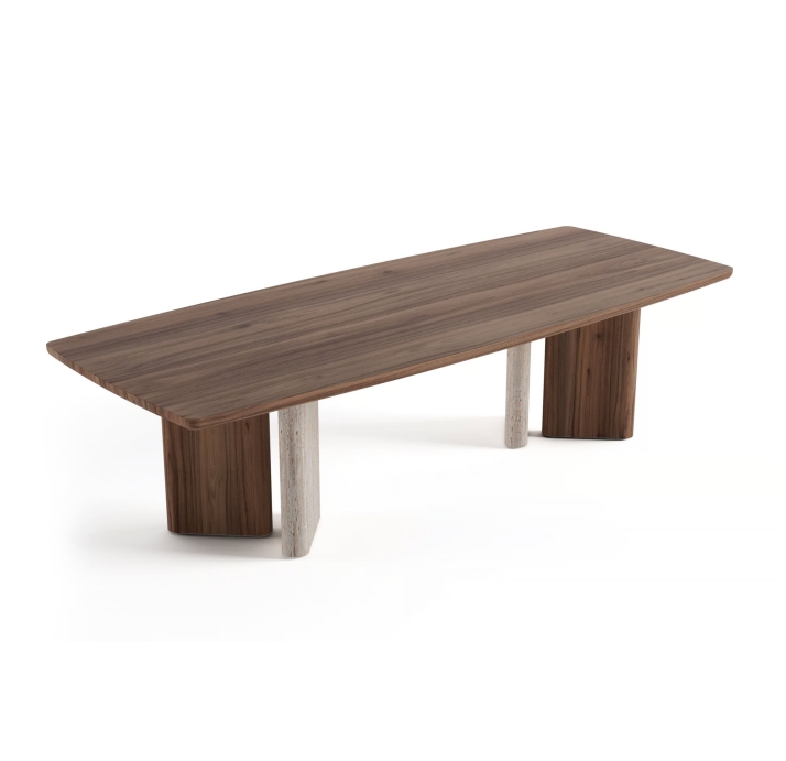 Стол обеденный AGATE DINING TABLE BROWN STONE MARBLE AMERICAN WALNUT  240X103X75 СМ. (NRM05800)